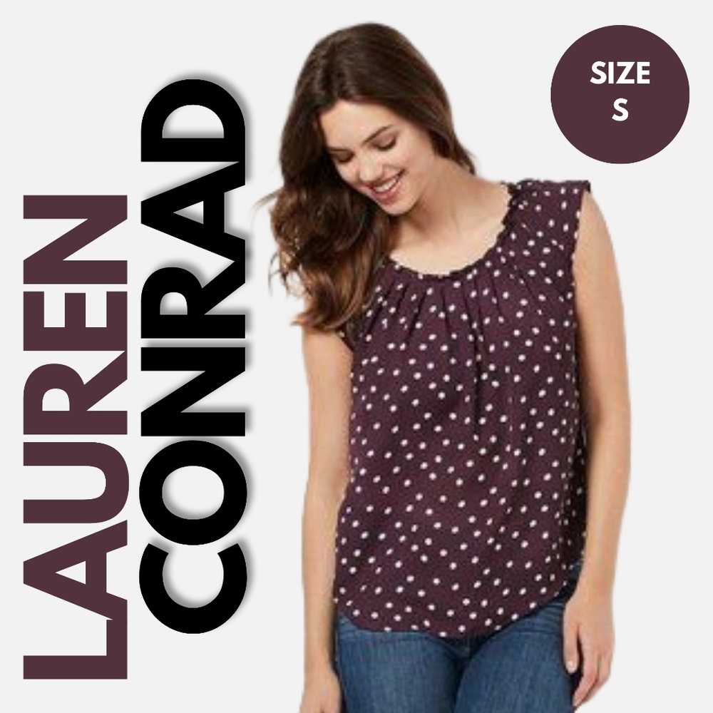 BOGO LC Lauren Conrad Pleated Polka Dot Blouse Size S